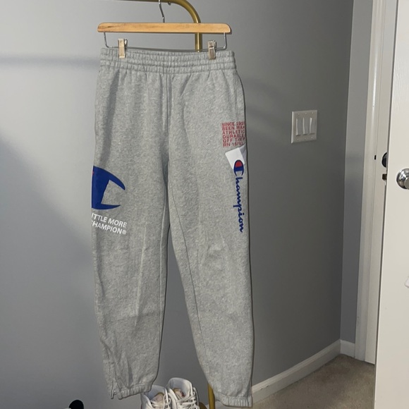 Champion Grey Sweatpants- with blue/red/white writing and detailing! - Picture 1 of 8